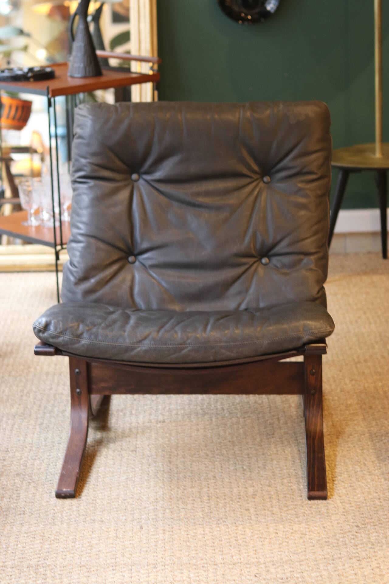 Fauteuil Siesta, Ingmar Relling, cuir anthracite