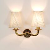 Pair of Wall Sconces in Brass from Viennese Modernism Hugo Gorge, Austria, 1940s