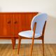 Beech wood chair, reupholstered in baby blue boiled wool, 1950.