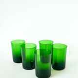Set of 5 Long Drink water glasses, Green, 1970 - 12 X 8 cm