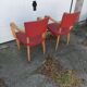 Pair old armchairs bridge skaï red chair