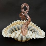 Corbeille Murano en verre soufflé opalin, Italie, années 1950-1960