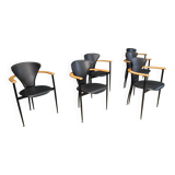 Vintage leather armchairs by Arrben Italy, 1980s - set of 6