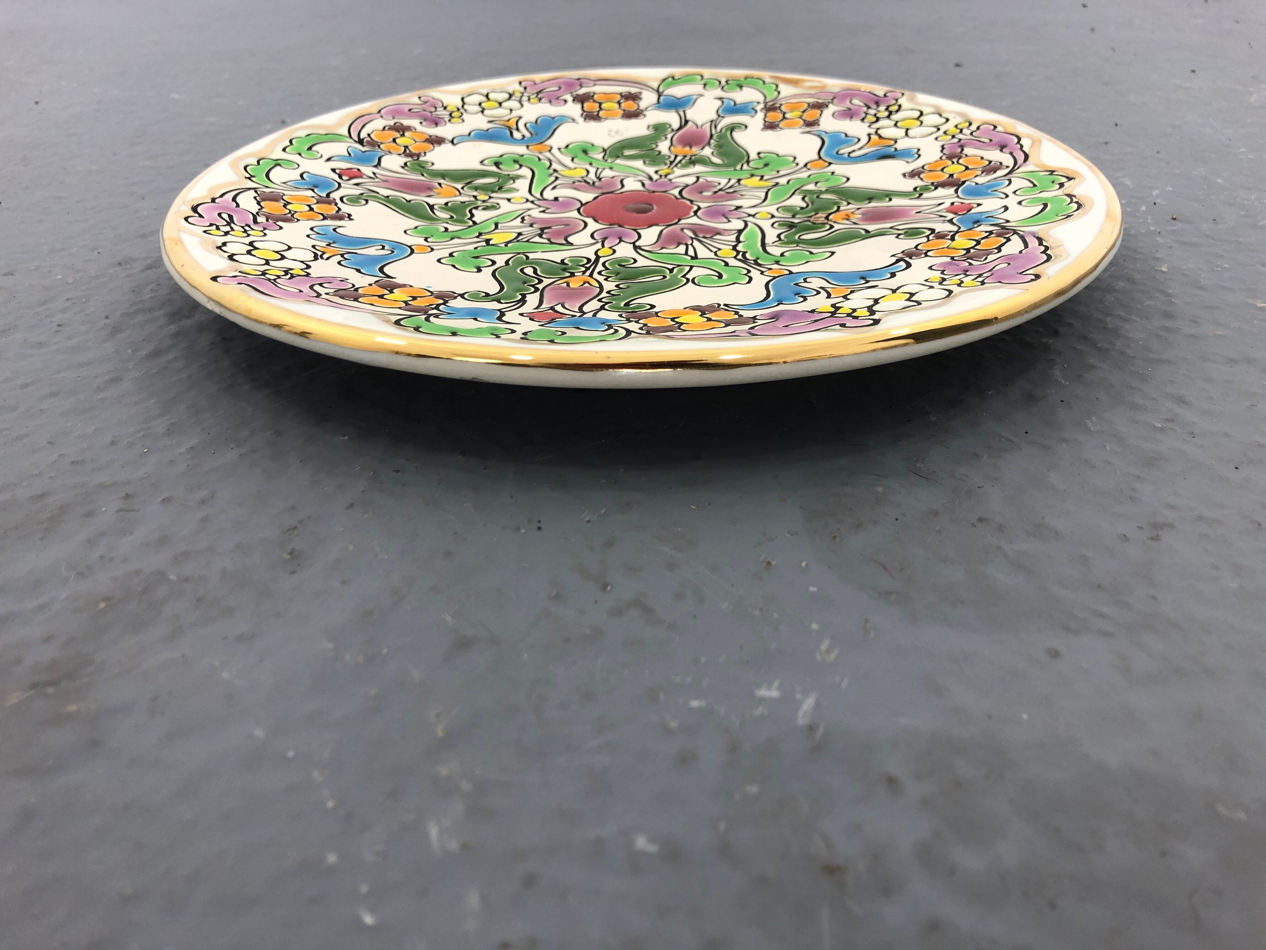 Decorative plate, made in spain floral, signed jose royo vilar, spain