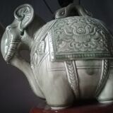 Duo of elephant lamps in cermal