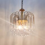 Murano glass & brass teardrop waterfall chandelier, italy, 1970s