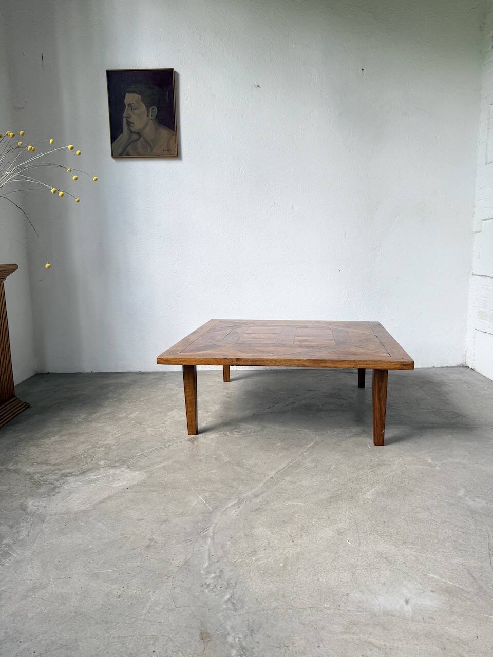 1940s inlaid oak coffee table
