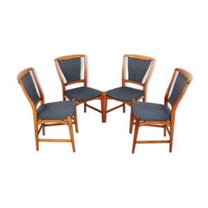 ensemble de quatre chaises en hêtre, design suédois, années 70, fabriqué en Suède