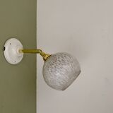 Vintage globe wall lamp in white Clichy glass