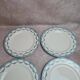 Set of 12 antique Salins "Petit Trianon" blue ironstone dinner plates.