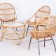 Art Deco Seating Set in Rattan & Steel attributed to Alan Fuchs, 1940s, Set of 4