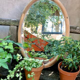 Oval wooden mirror