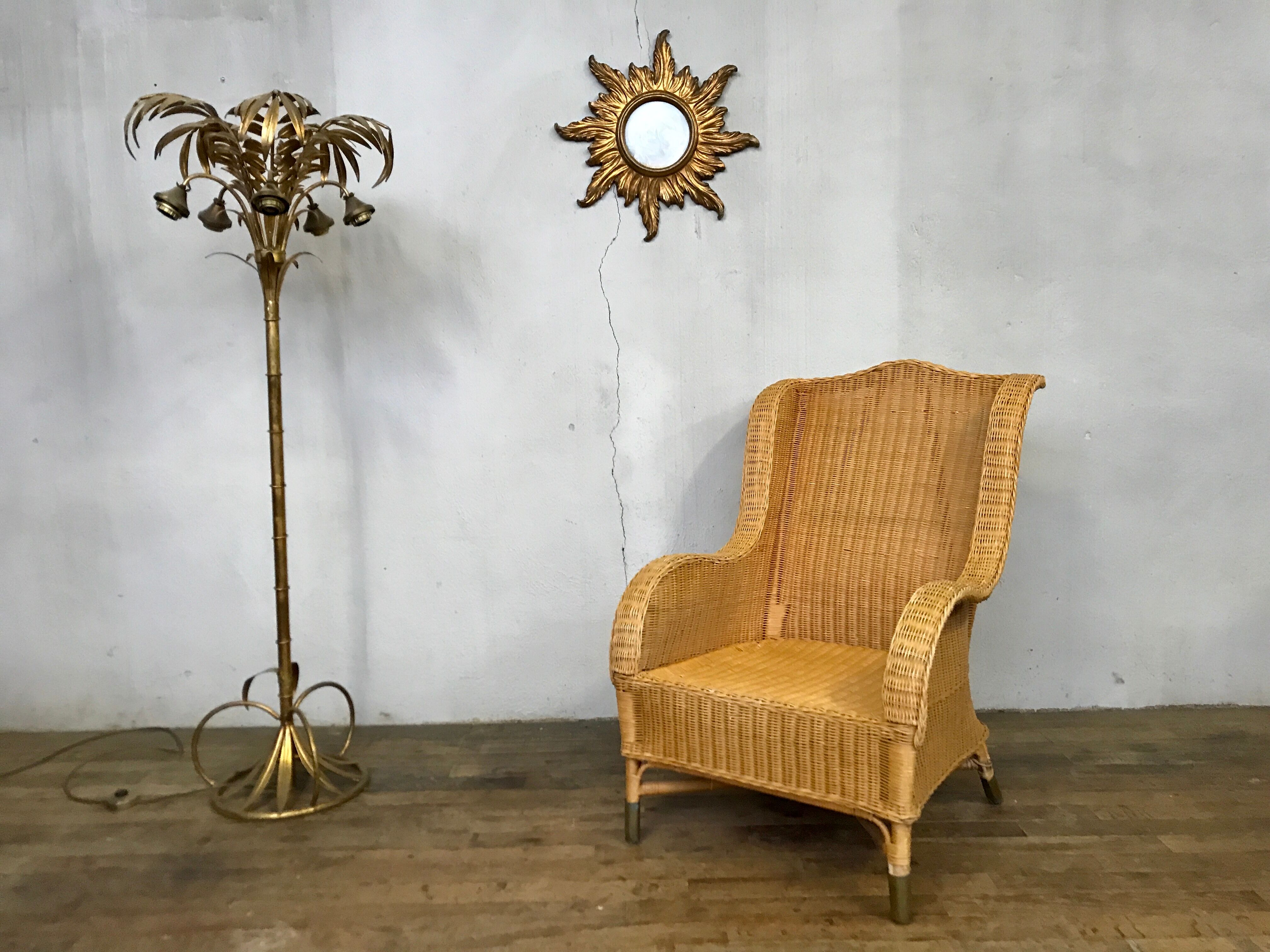 Fauteuil en rotin bambou osier 1950/1960 vintage