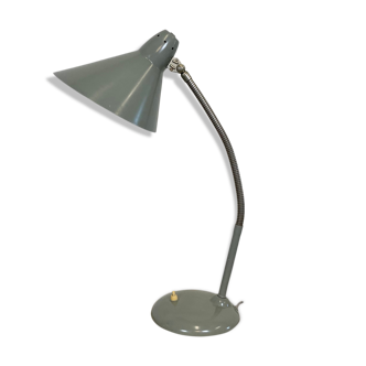 Lampe de table industrielle grise col de cygne de Hala, années 1960