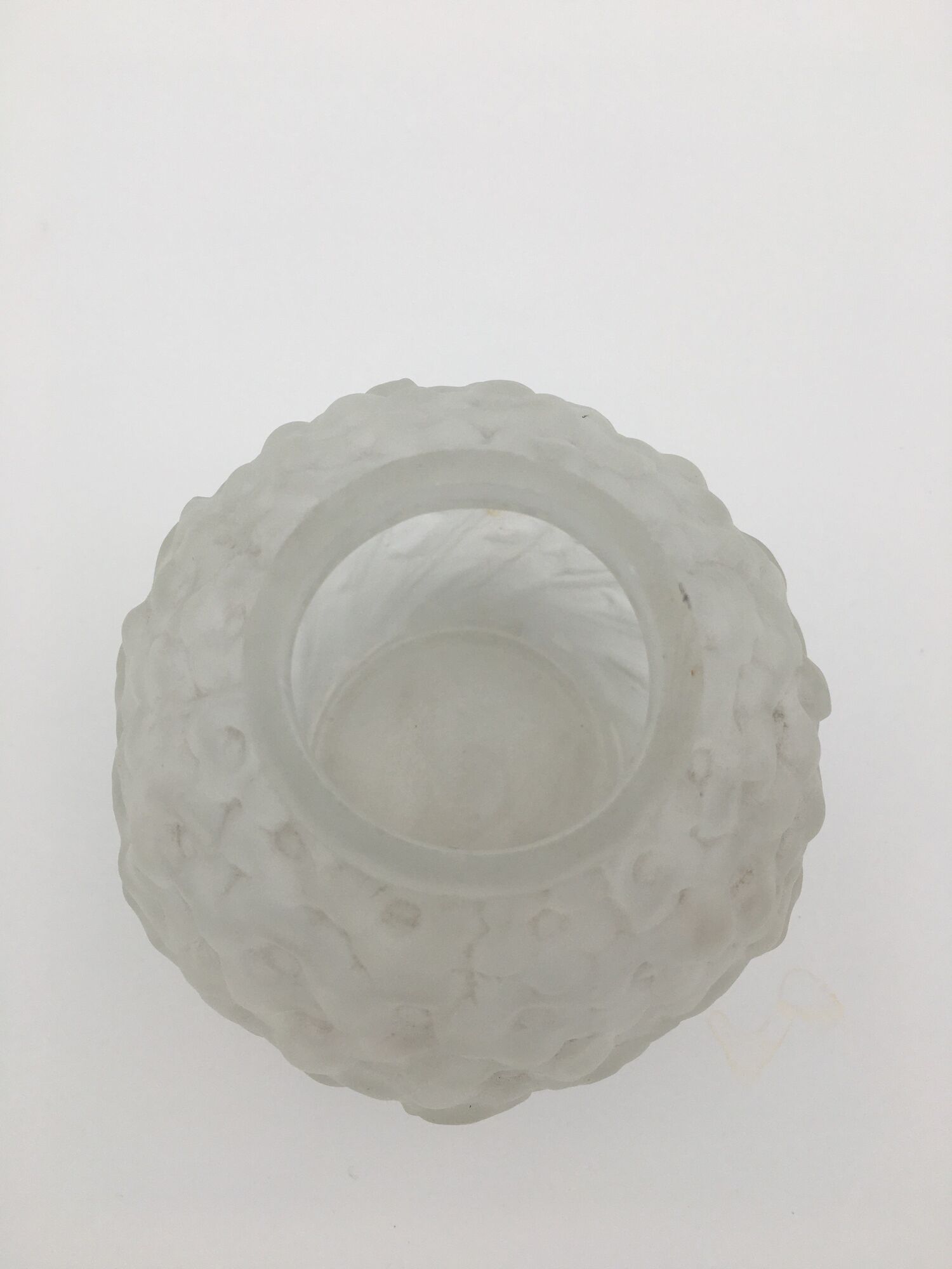 art deco ball vase in moulded pressed glass, satin - 1930s