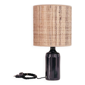 Lampe en grès et rabane