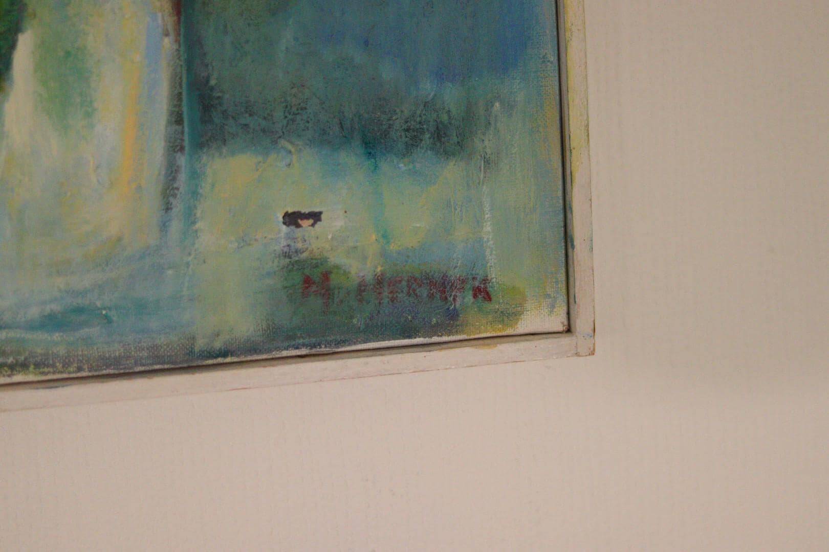 Oil on Swedish canvas "Vase and Flowers" by M. Hernek