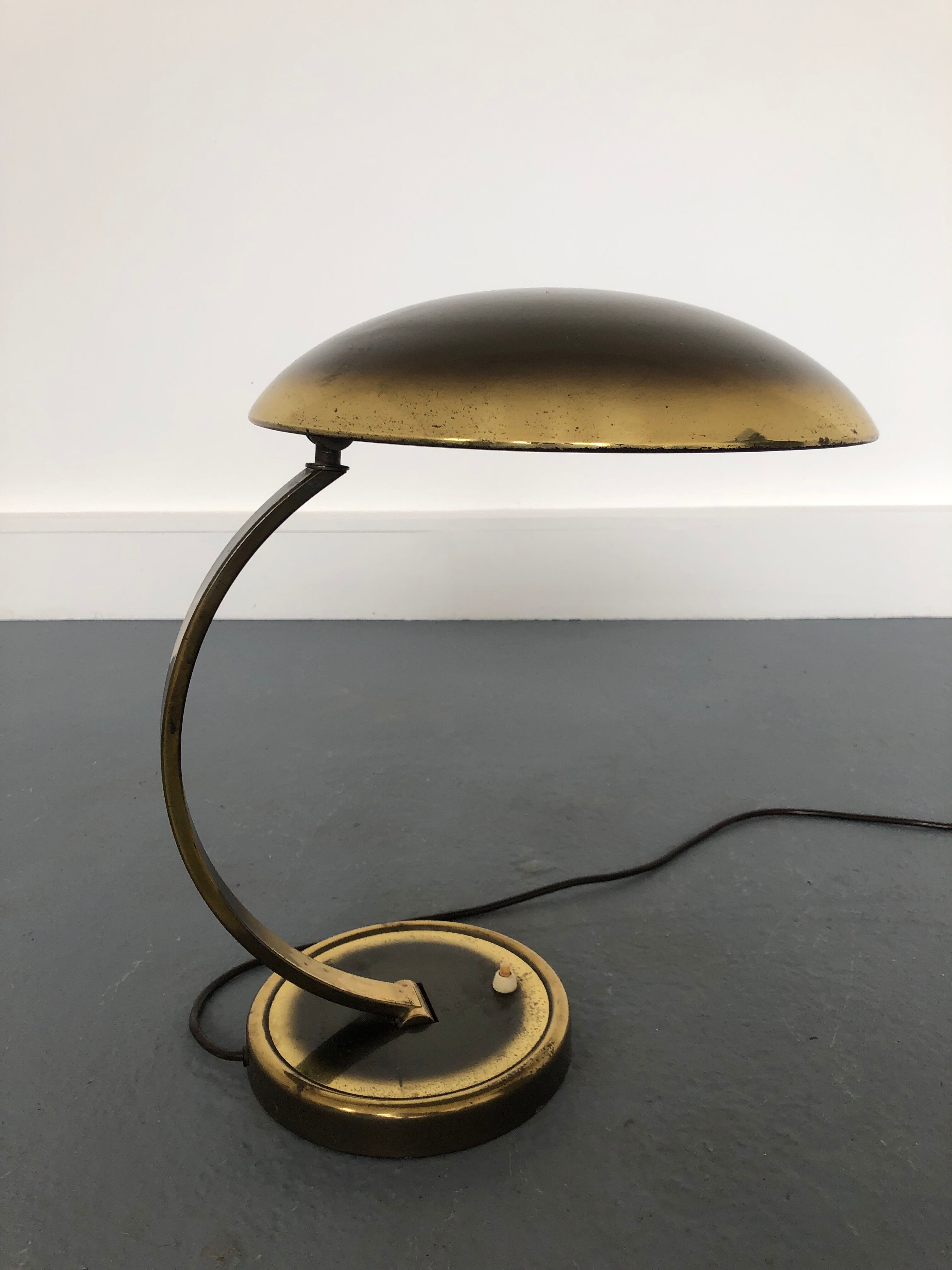 Brass bauhaus desk lamp 6751 by christian dell for kaiser leuchten, 1930s