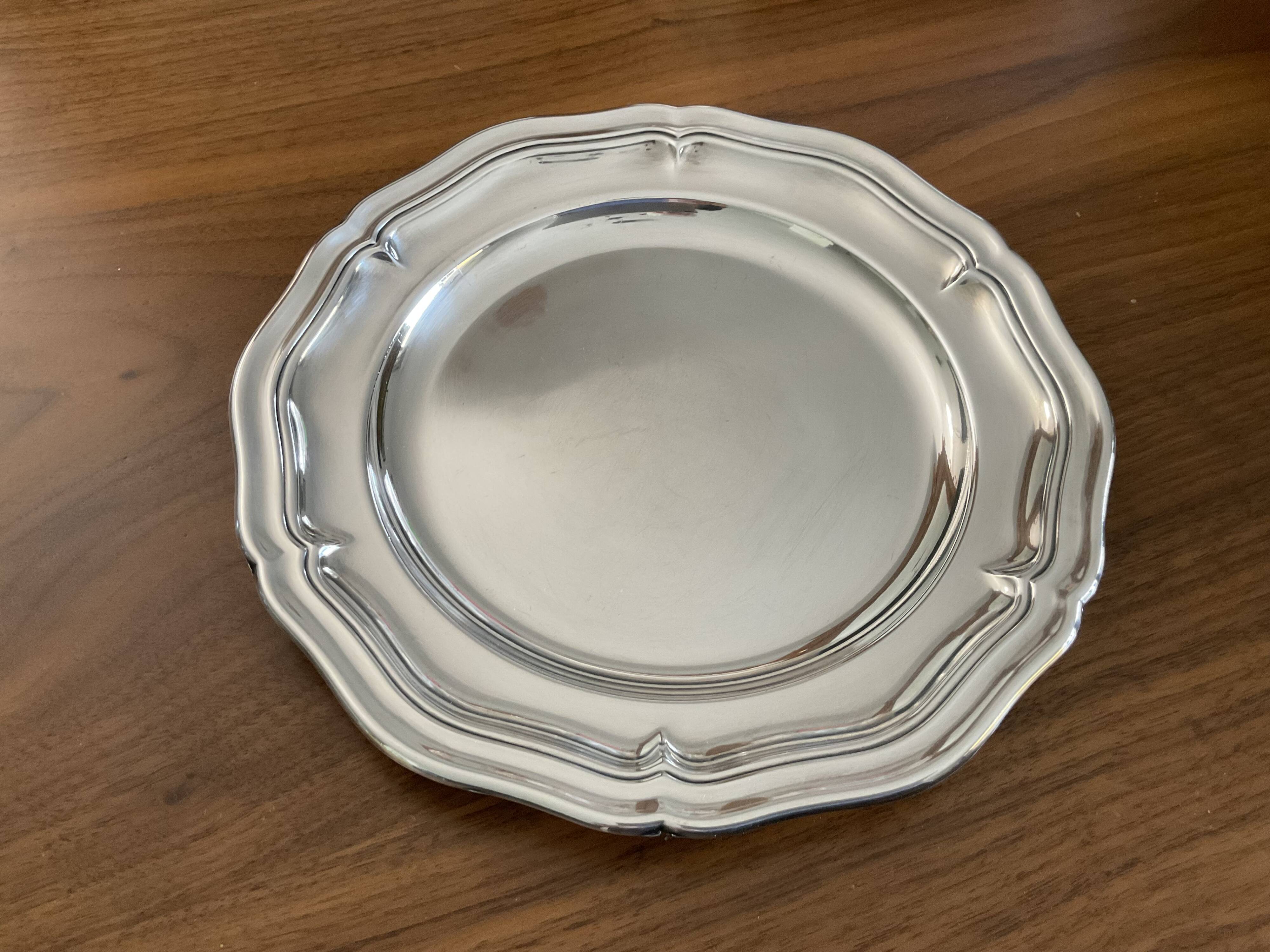 Plat coupe vide, poche christofle métal, argenté - Arts de la table