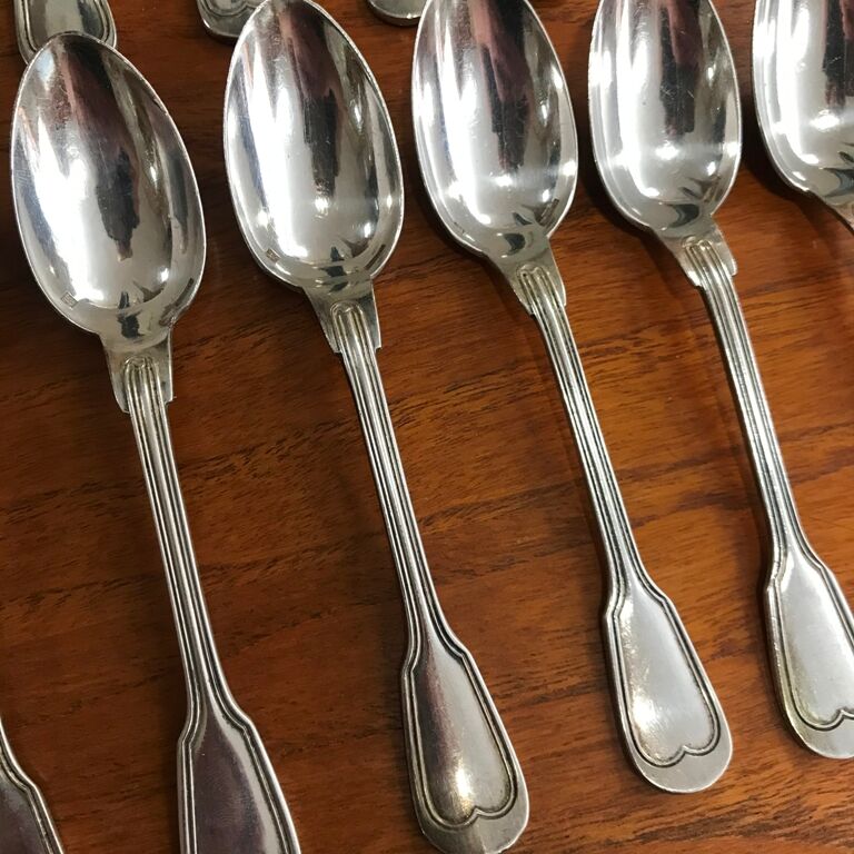 Set of 12 small silver metal spoons - n°51