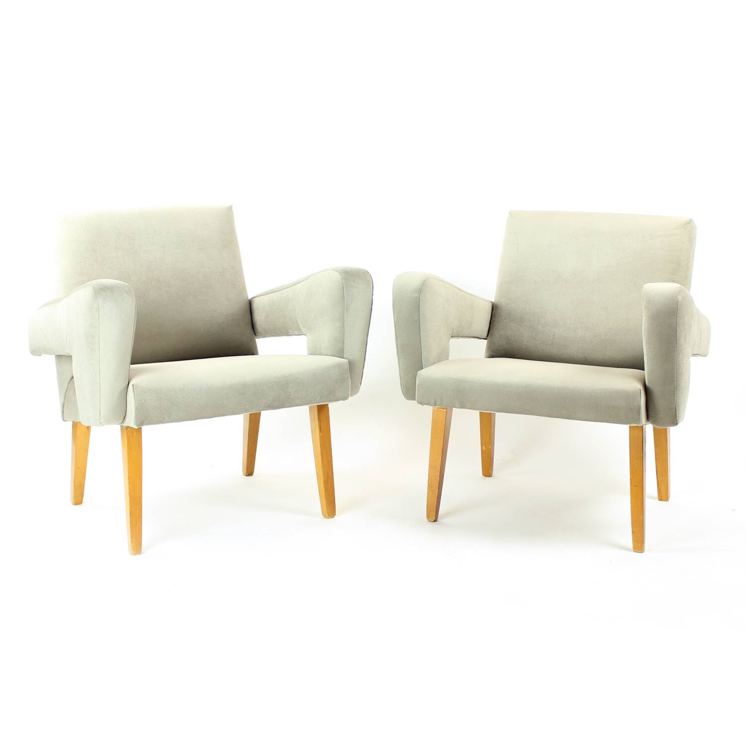 Ensemble de deux fauteuils avec tabouret du milieu du siècle, Tchécoslovaquie, années 1960