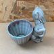 Old grey ceramic greyhound decor pot vintage