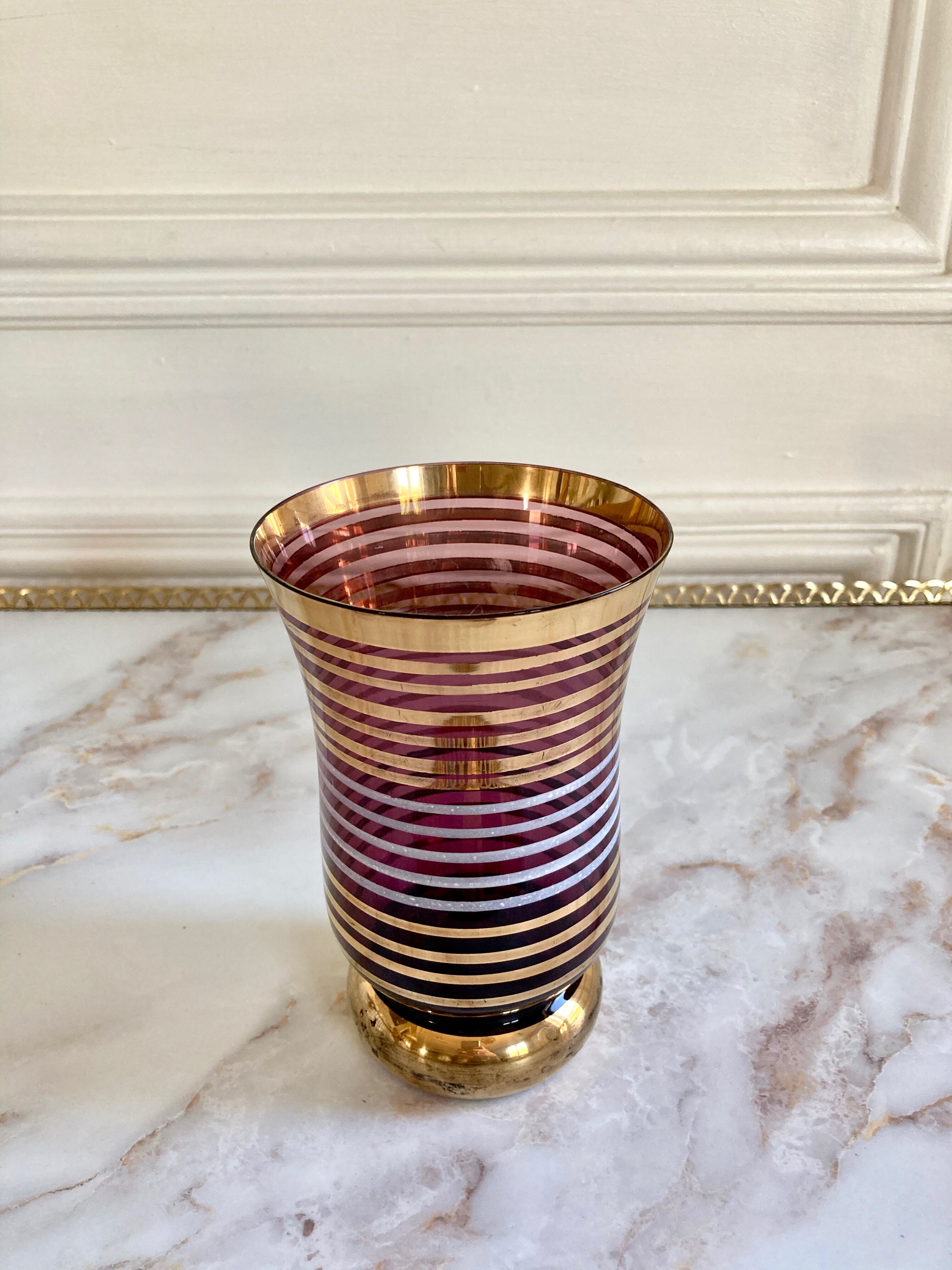 Vase Art deco decoration bayadère gold