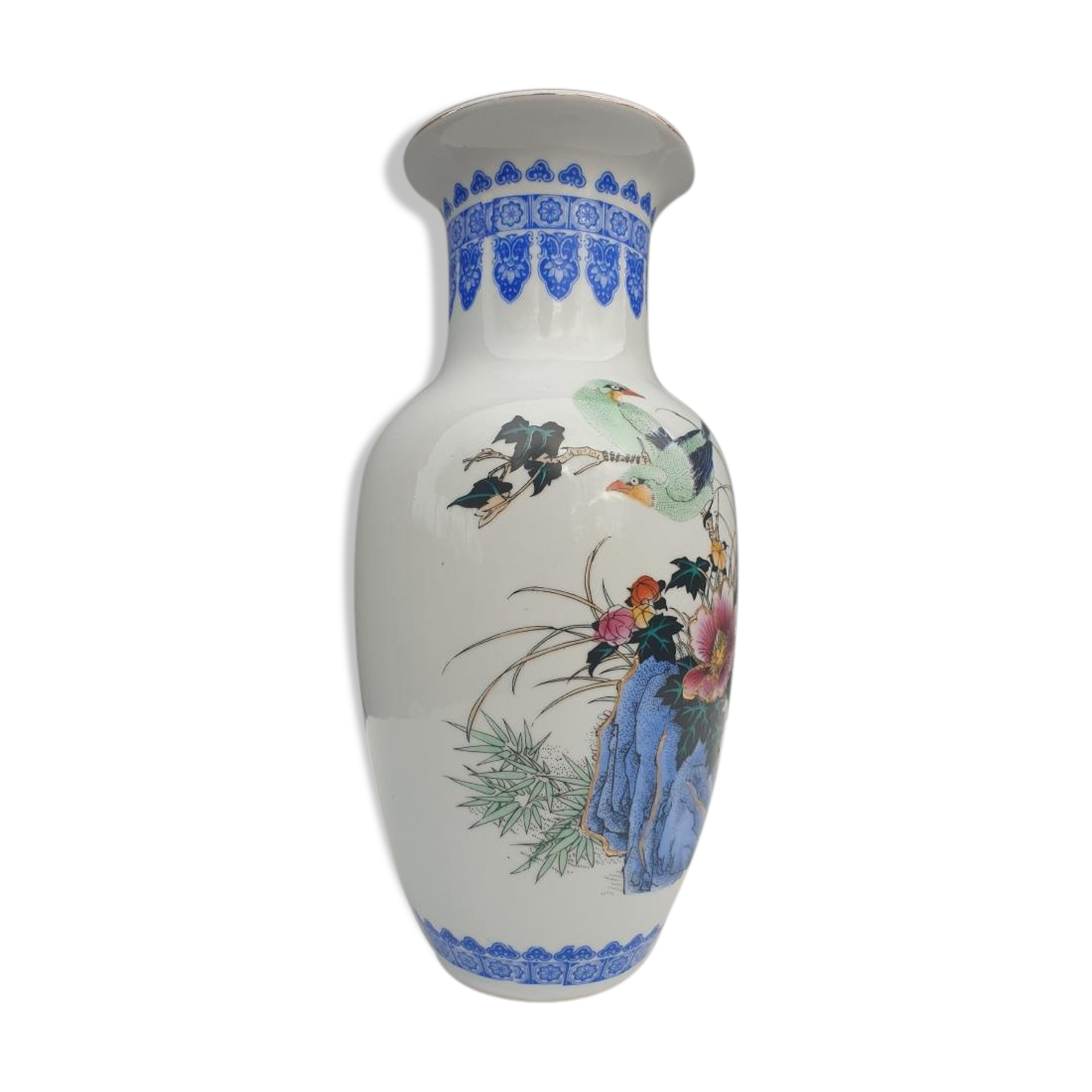 Porcelain vase birds lyres and nightingales from Japan