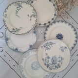 6 old flat plates mismatched iron earth