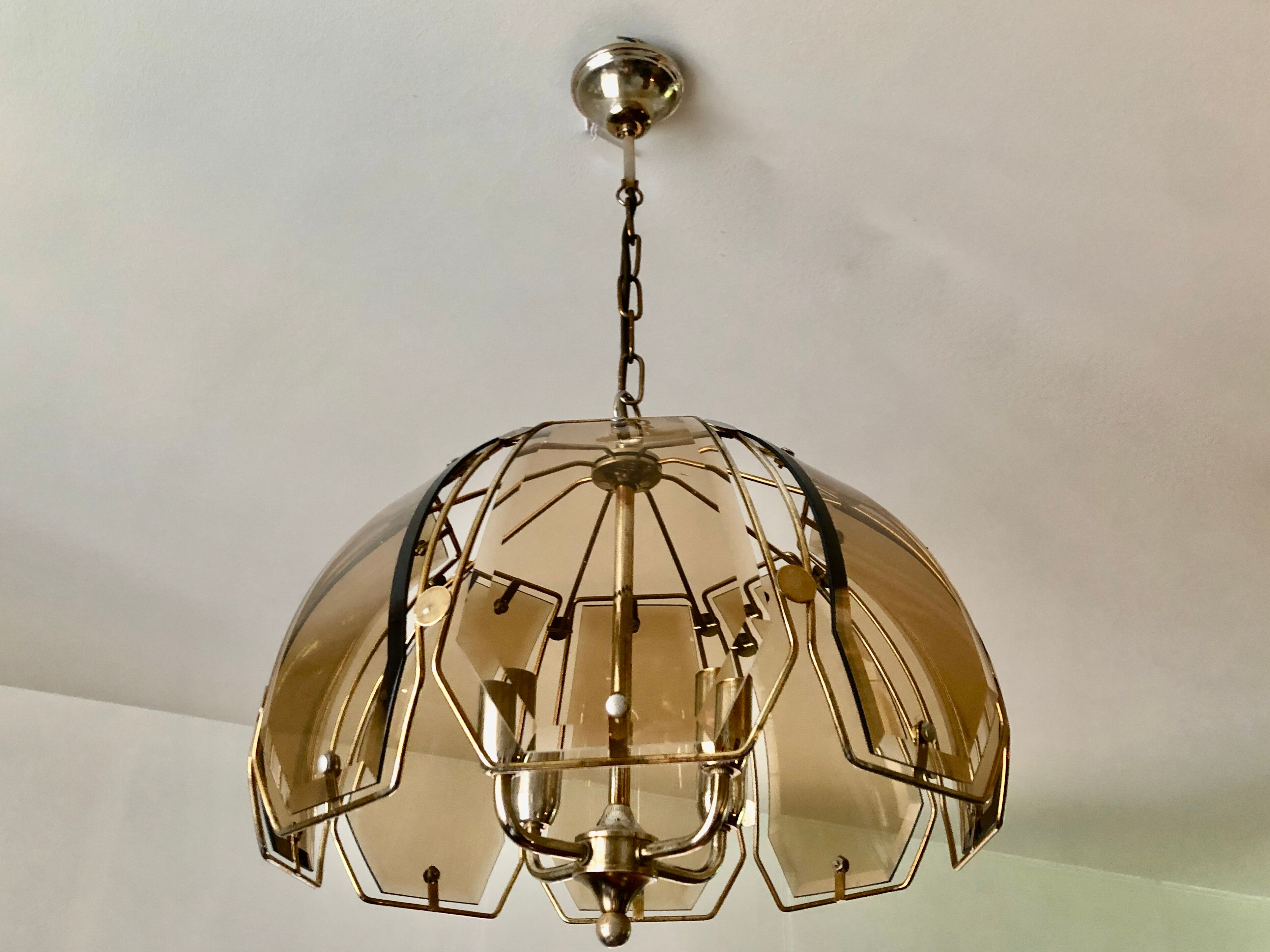 Golden Italian chandelier 4 burners 1970