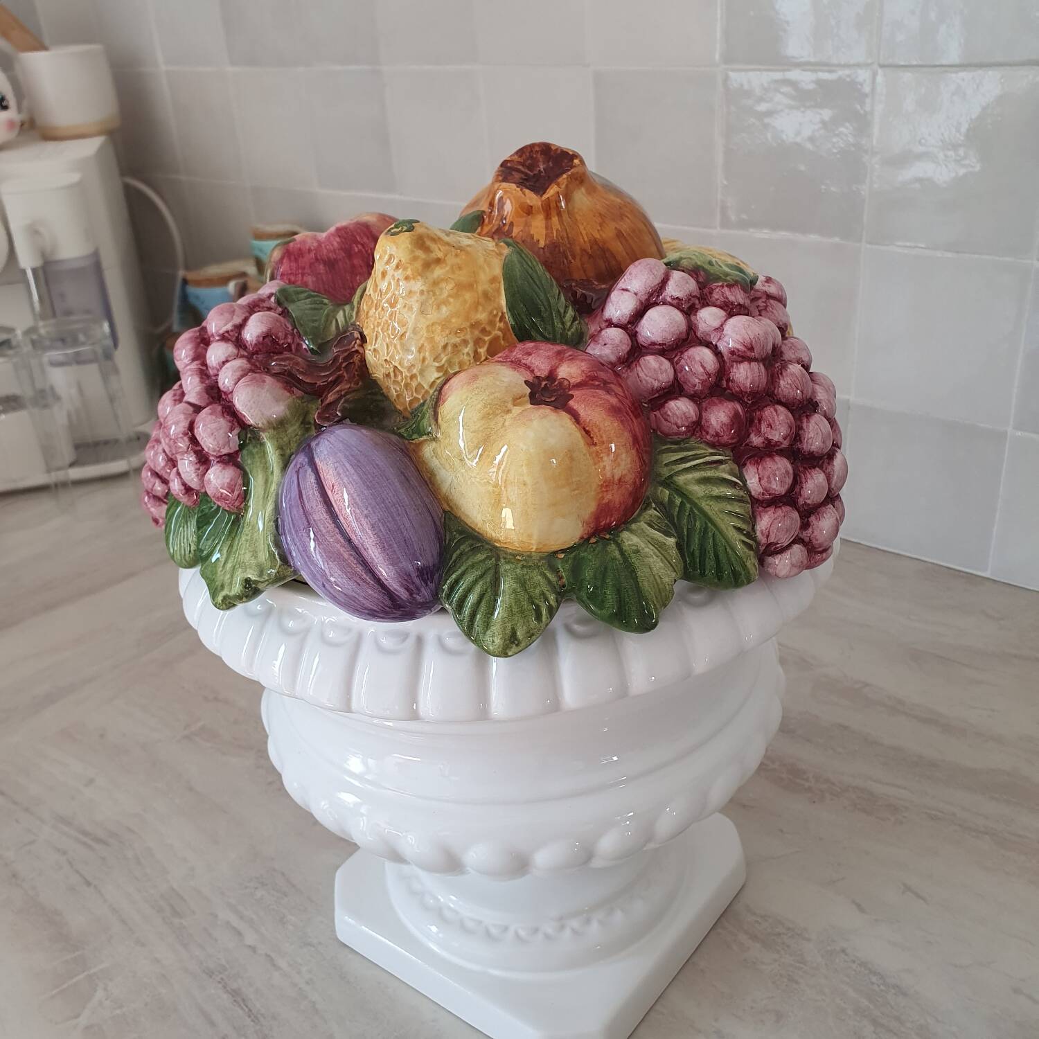 Medici vase and slipware fruit composition