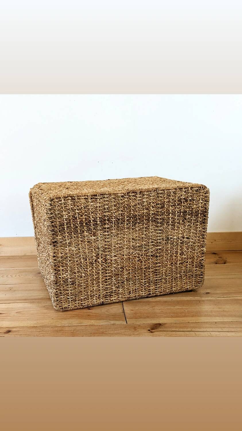Vintage woven wicker trunk