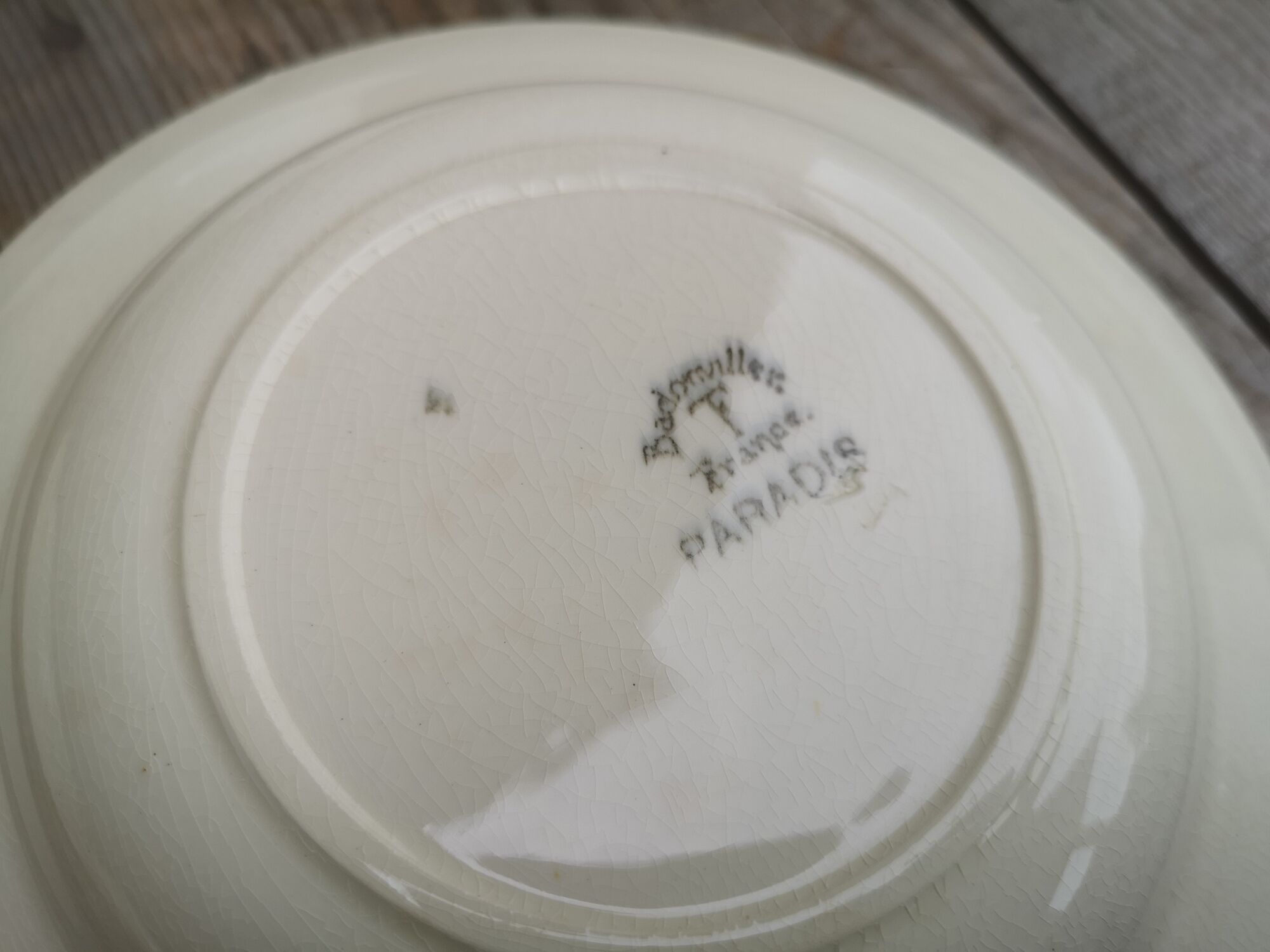 Set of 5 hollow plates signed Badonviller Collection Paradise bird décor