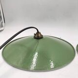 Pair of enamelled metal pendant lights