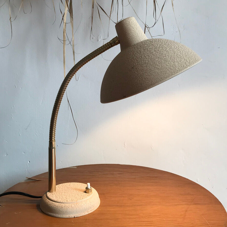 Vintage beige metal desk lamp