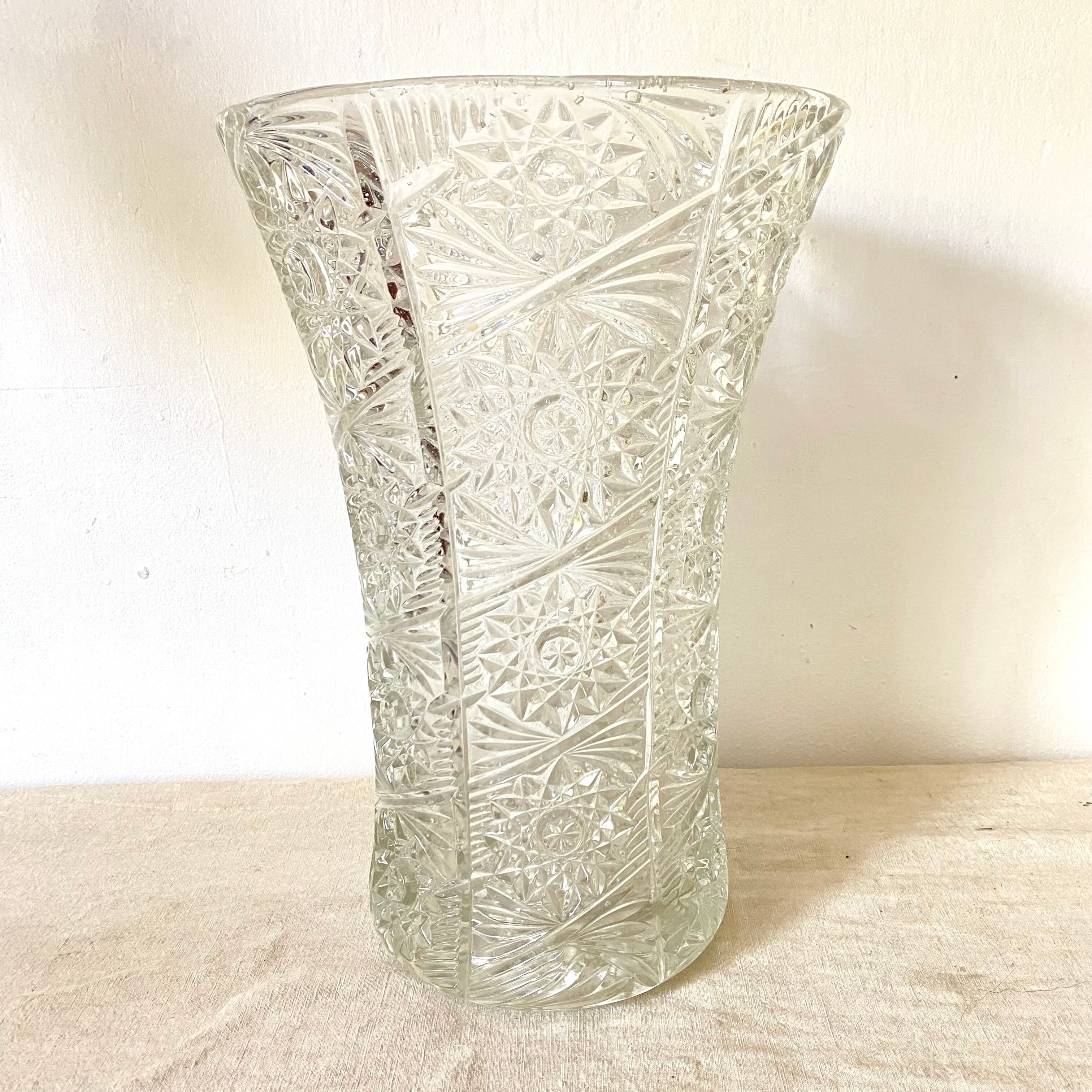 Vintage glass vase h 37 cm