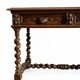Louis XIII style desk in solid oak with twisted legs.