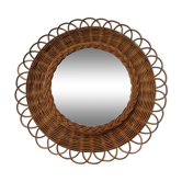 Miroir rond en rotin et osier tressé