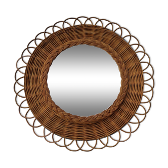 Rattan and braided wicker mirror