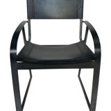 Vintage chair in saddle leather black steel 1970s