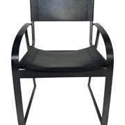 Chaise vintage en cuir et acier noir des années 1970