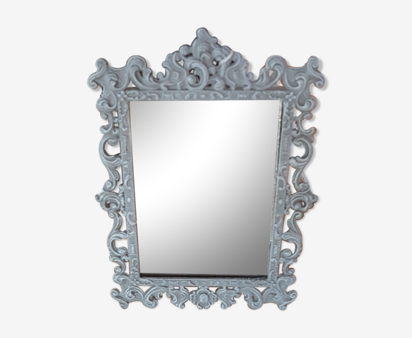 Miroir cadre à poser patiné gris