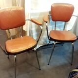2 skaï chairs and vintage chrome