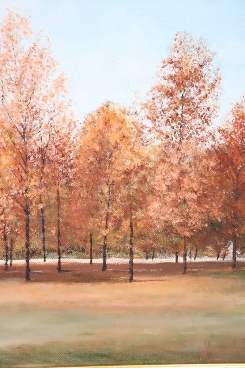 Autumn Landscape, Oil On Canvas Cardboard, Italy 20th Century