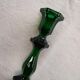 Pair of glass candle holders, pink and green