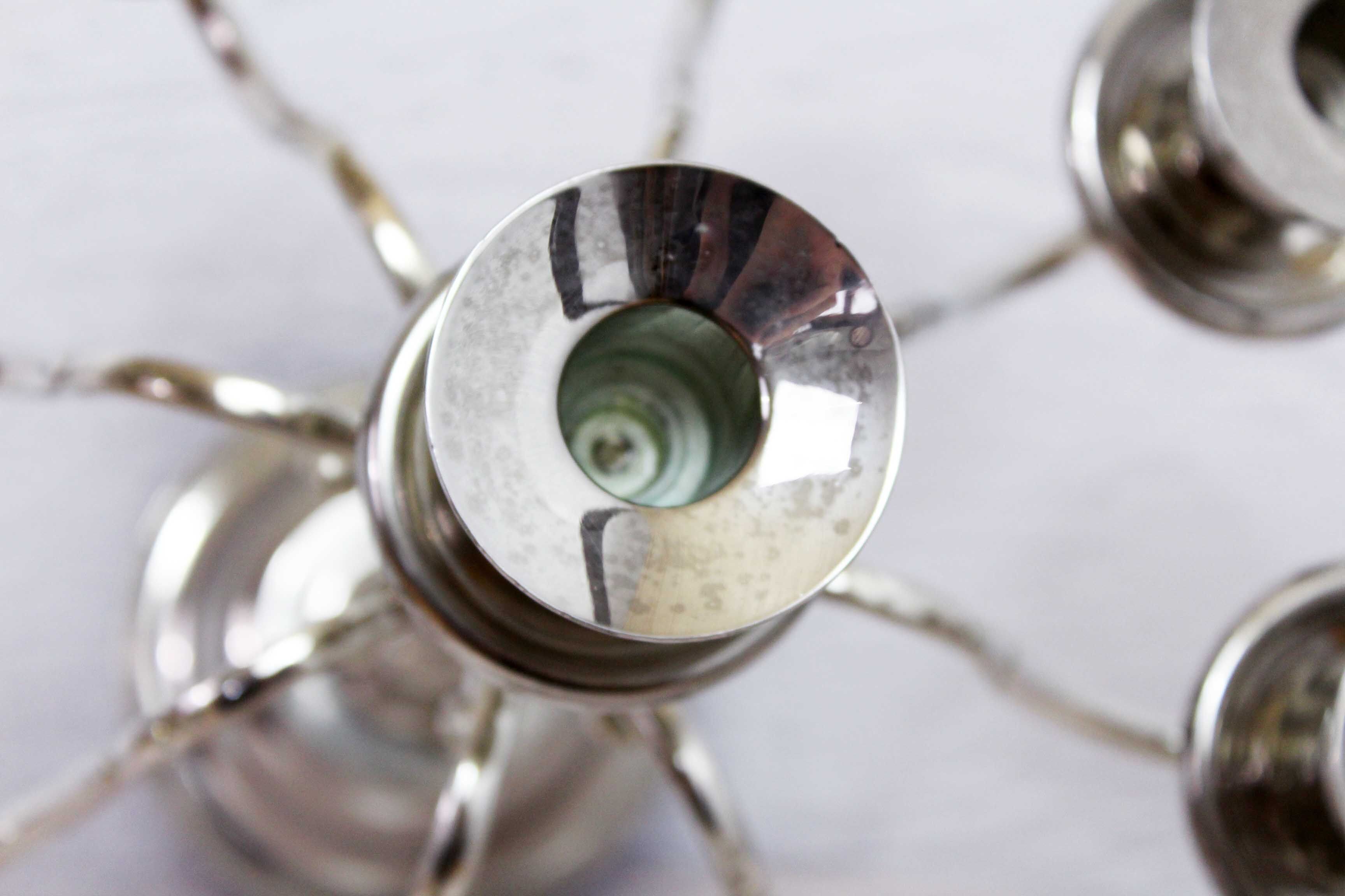 Large silver metal candlestick, groom candlestick