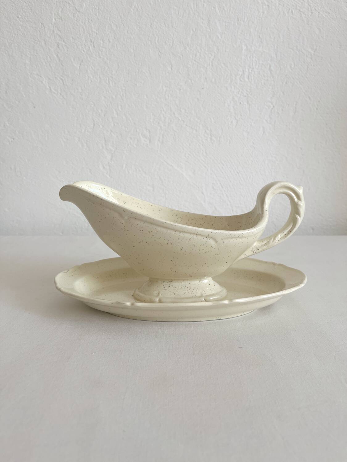 Antique ironstone gravy boat, Montereau earthenware