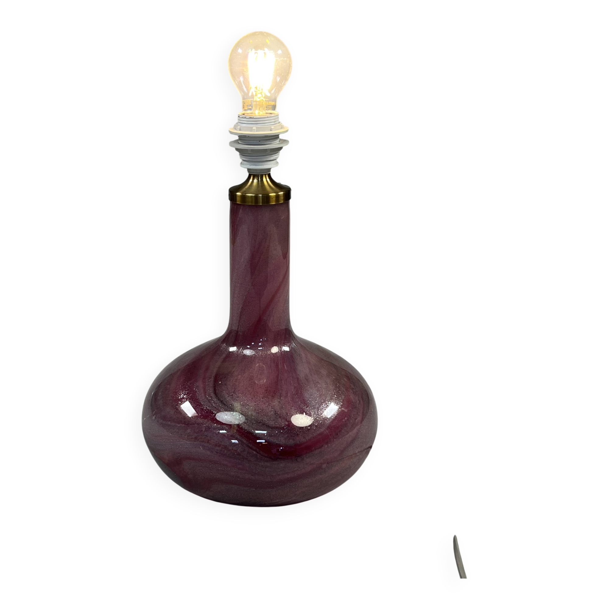 Vintage Danish Table Lamp, Purple Glass, Holmegaard Troll 2