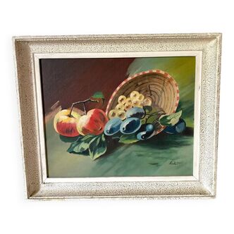 Peinture ancienne nature morte fruits