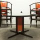 Table and 6 armchairs Baumann Diese, design Pagnon Pelhaître, Wenge color and red,